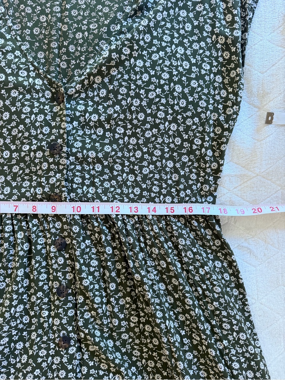 Madewell Campden Daisies Green Midi Dress Button Up Size Medium - Picture 10 of 11